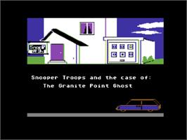 Title screen of Snooper Troops: Case #2 - The Case of the Disappearing Dolphin on the Commodore 64.