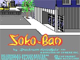 Title screen of Soko-Ban on the Commodore 64.