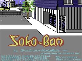 Title screen of Soko-ban on the Commodore 64.