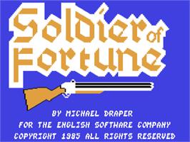 Title screen of Soldier of Fortune on the Commodore 64.