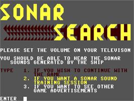 Title screen of Sonar Search on the Commodore 64.