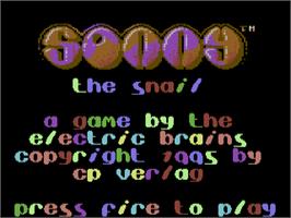 Title screen of Sonny The Snail on the Commodore 64.