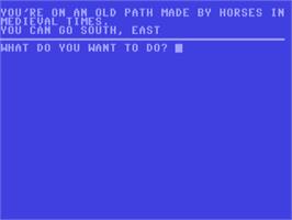 Title screen of Sorcerer's Castle on the Commodore 64.