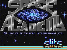 Title screen of Space Academy on the Commodore 64.