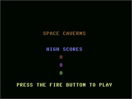 Title screen of Space Caverns on the Commodore 64.