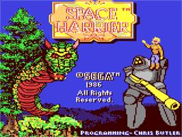 Title screen of Space Harrier on the Commodore 64.