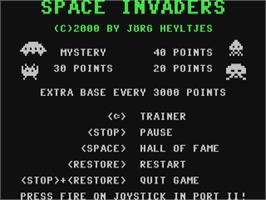 Title screen of Space Invaders (Keypunch Software) on the Commodore 64.