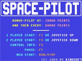 Title screen of Space Pilot on the Commodore 64.