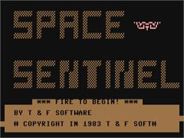 Title screen of Space Sentinel on the Commodore 64.