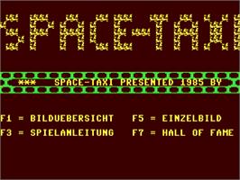 Title screen of Space Taxi on the Commodore 64.