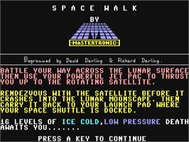 Title screen of Space Walk (Mastertronic) on the Commodore 64.