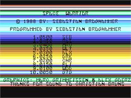 Title screen of Space Warrior on the Commodore 64.