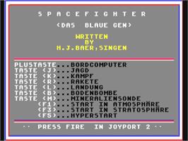 Title screen of Spacefighter on the Commodore 64.