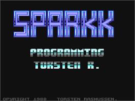 Title screen of Sparkk on the Commodore 64.