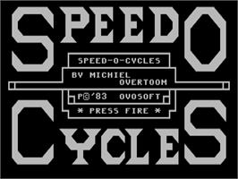 Title screen of Speed-o-cycles on the Commodore 64.