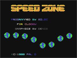 Title screen of Speed Zone on the Commodore 64.