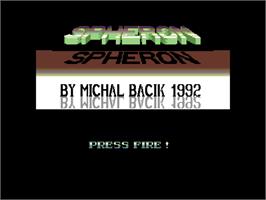 Title screen of Spheron on the Commodore 64.