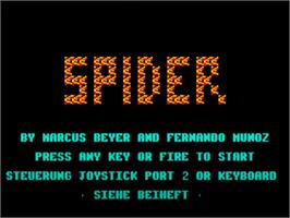 Title screen of Spider (Input 64) on the Commodore 64.