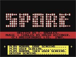 Title screen of Spore on the Commodore 64.
