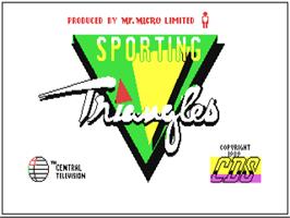 Title screen of Sporting Triangles on the Commodore 64.