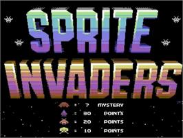Title screen of Sprite Invaders on the Commodore 64.