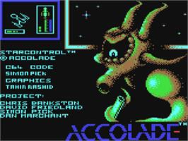 Title screen of Star Control on the Commodore 64.