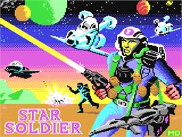 Title screen of Star Soldier on the Commodore 64.