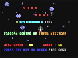 Title screen of Starace (Ocean) on the Commodore 64.