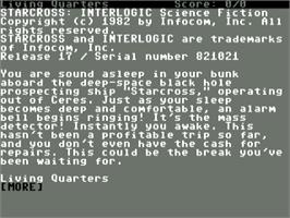Title screen of Starcross on the Commodore 64.