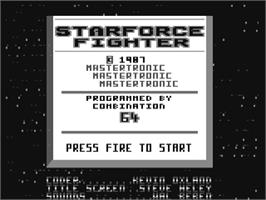 Title screen of Starforce Fighter on the Commodore 64.