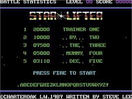 Title screen of Starlifter on the Commodore 64.