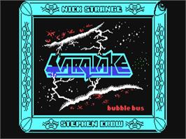Title screen of Starquake on the Commodore 64.