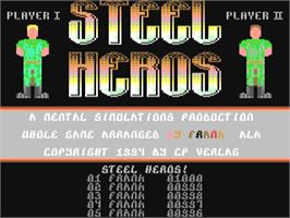 Title screen of Steel Heros on the Commodore 64.