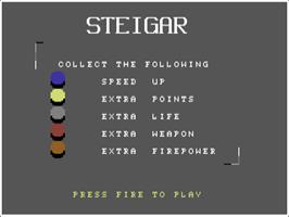Title screen of Steigar on the Commodore 64.