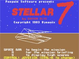 Title screen of Stellar 7 on the Commodore 64.