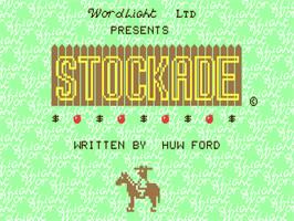 Title screen of Stockade on the Commodore 64.