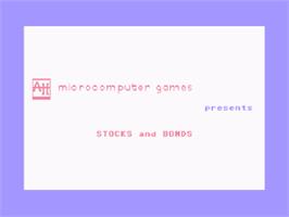 Title screen of Stocks and Bonds on the Commodore 64.