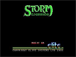Title screen of Storm Warrior on the Commodore 64.