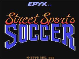 Title screen of Street Sports Soccer on the Commodore 64.