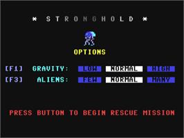 Title screen of Stronghold on the Commodore 64.