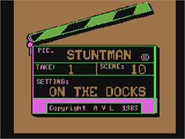 Title screen of Stuntman on the Commodore 64.
