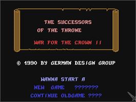 Title screen of Successors of the Throne, The - War for the Crown II on the Commodore 64.