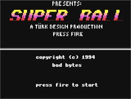 Title screen of Super Ball on the Commodore 64.