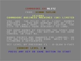 Title screen of Super Blitz on the Commodore 64.