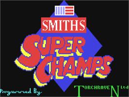 Title screen of Super Champs on the Commodore 64.