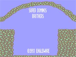 Title screen of Super Dominos Brothers on the Commodore 64.