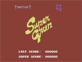Title screen of Super Gran on the Commodore 64.