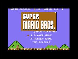 Title screen of Super Mario Bros (1988) on the Commodore 64.
