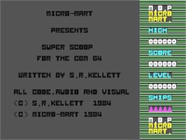Title screen of Super Scoop on the Commodore 64.