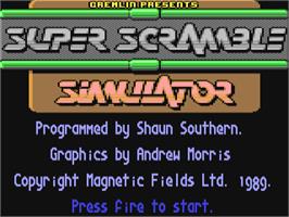 Title screen of Super Scramble Simulator on the Commodore 64.